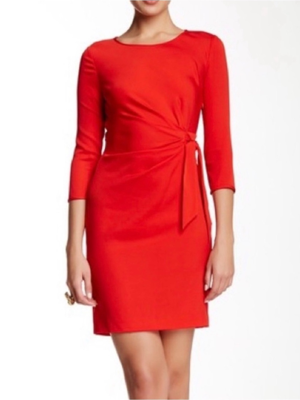 Diane Von Furstenberg Red Zoe Twist Front Dress Size 14